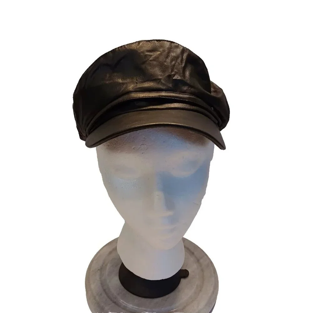 Cabbie Newsboy Cap Flex Fit Unisex Medium Black Hat‎